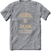 40 Jaar Legendarisch Gerijpt T-Shirt | Grijs - Ivoor | Grappig Verjaardag Cadeau | Dames - Heren | - Donker Grijs - Gemaleerd - XL