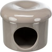 HUIS MUIS KERAMIEK TAUPE 16X16X12CM