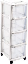 M- HOME Opbergtoren met 4 laden - Wit - B 29 x 39 x 84 cm