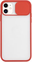 Backcase CamShield Slide Cover Camera Bescherming iPhone 12 Rood - Telefoonhoesje - Smartphonehoesje - Zonder Screen Protector