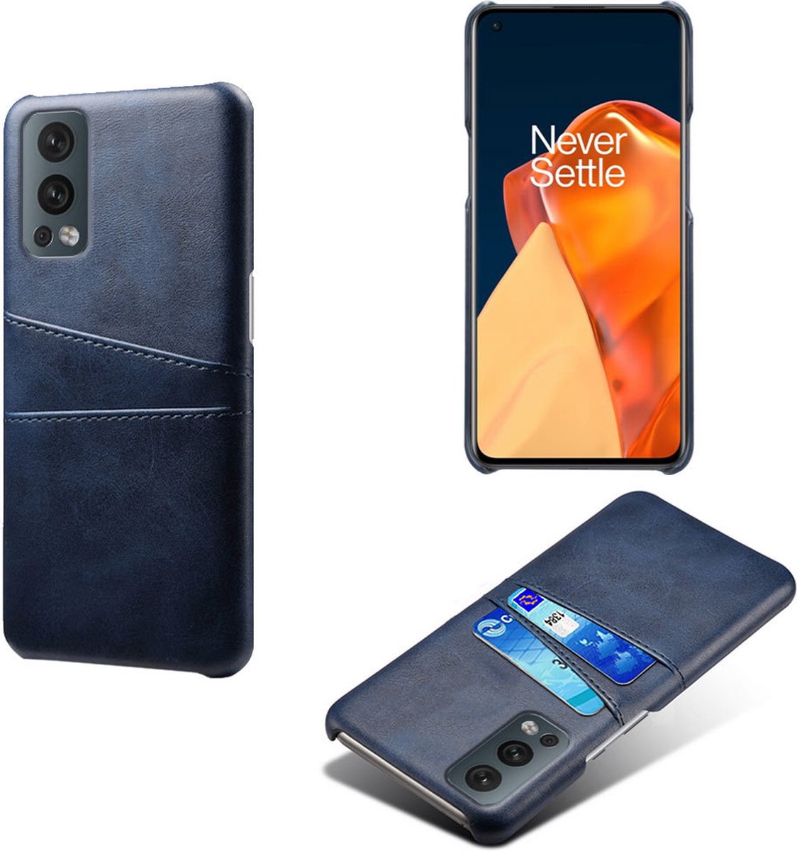 Back Cover met Opbergvakjes + PMMA Screenprotector voor OnePlus Nord 2 _ Blauw