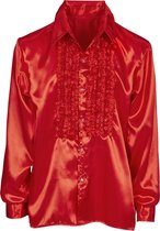 Widmann - Jaren 80 & 90 Kostuum - Lekker Foute Rouchenblouse Rood Man - Rood - XXL - Carnavalskleding - Verkleedkleding