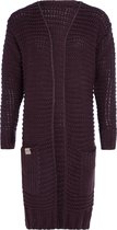 Knit Factory Alex Lang Gebreid Dames Vest - Aubergine - 36/38 - Met steekzakken