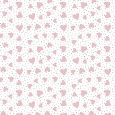 Roze Kadopapier Met  Hartjes Print- Breedte 60 cm - 200m lang