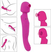 Lusty Wand Vibrator met 3 Functies incl. Zuigfunctie - UNIEK! - Oplaadbaar - 10 Standen - Seksspeeltje voor vrouwen - Sex Toys