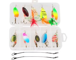Kunstaas Spinner Set 'Tropical' met stalen onderlijnen - 13-delig - Blinker set - Snoek, Forel & Baars vissen - Spinners Hengelsport - kunstaas Roofvissen
