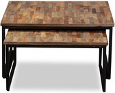 Furnibella – Gerecycled Teakhouten Tafeltjesset Massief 2-delig Tafelset Tafeltjes
