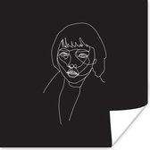 Illustration femme regardant sur fond noir Poster papier 30x30 cm - Tirage photo sur Poster (décoration murale salon / chambre)