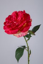 Kunstbloem - Engelse roos - topkwaliteit decoratie - 2 stuks - zijden bloem - Roze - 60 cm hoog