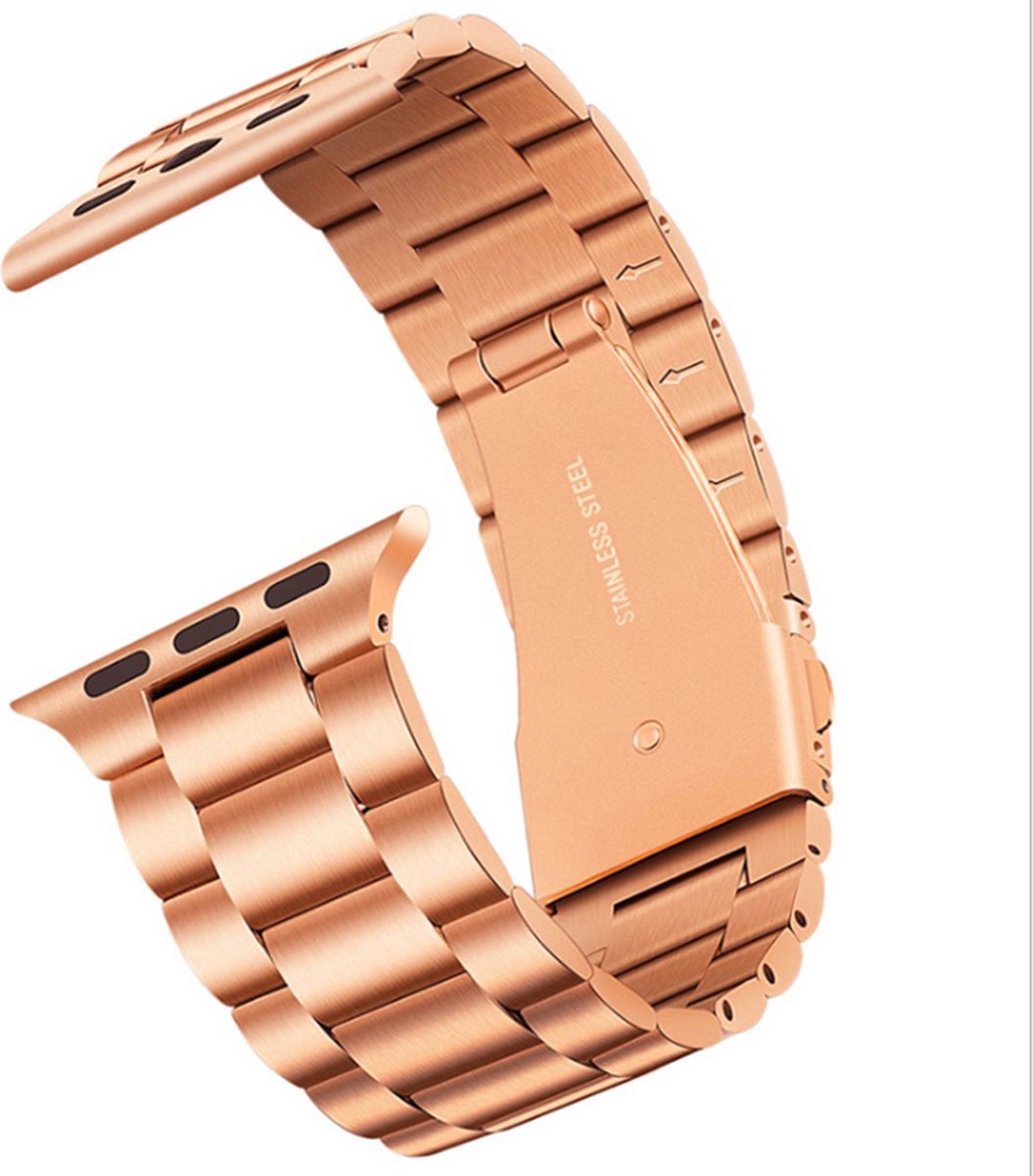 Fungus - Smartwatch bandje - Geschikt voor Apple Watch 38 / 40 / 41 mm - Series 1 2 3 4 5 6 7 8 9 SE iWatch - Metaal - Schakel - Rosegoud