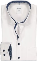 OLYMP Luxor comfort fit overhemd - wit poplin (contrast) - Strijkvrij - Boordmaat: 44