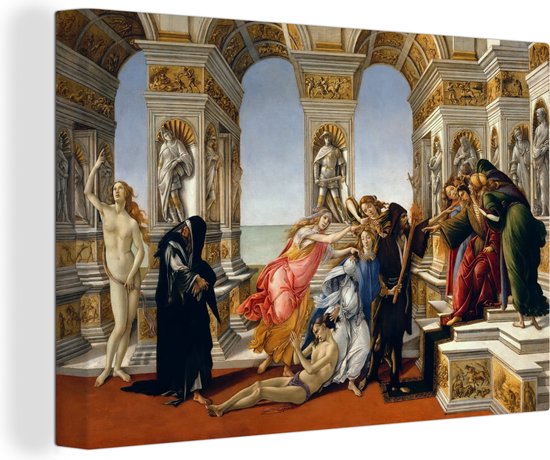 Canvas Schilderij De laster van Apelles- schilderij van Sandro Botticelli - 30x20 cm - Wanddecoratie