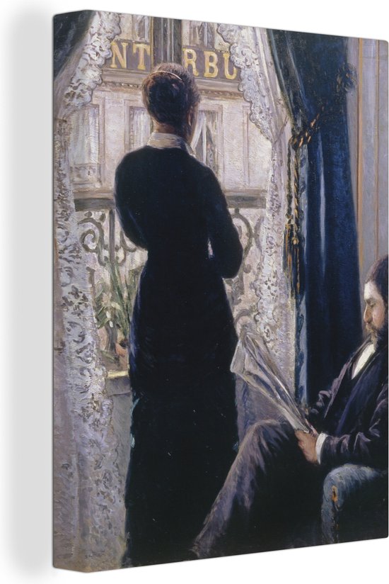 Canvas Schilderij Vrouw aan het raam - Schilderij van Gustave Caillebotte - Wanddecoratie