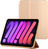 Geschikt voor iPad Mini 6 (2021) Tri-Fold - Multi-Stand Case - Smartcase - Smart Cover - Hoesje - Beschermcase - Goud