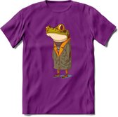 Casual kikker T-Shirt Grappig | Dieren reptiel Kleding Kado Heren / Dames | Animal Skateboard Cadeau shirt - Paars - XL