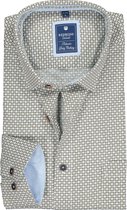 Redmond regular fit overhemd - poplin dessin - groen met wit - Strijkvriendelijk - Boordmaat: 47/48
