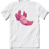 Schattig Axolotl T-Shirt Grappig | Dieren amfibieën Kleding Kado Heren / Dames | Animal Cadeau shirt - Wit - XL