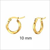 Aramat jewels ® - Gedraaide oorringetjes goudkleurig 10mm chirurgisch staal