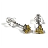 Aramat jewels ® - Zirkonia zweerknopjes driehoek 4mm oorbellen geel chirurgisch staal