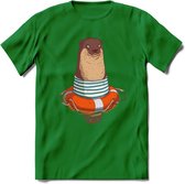 Casual zeehond T-Shirt Grappig | Dieren zeehonden Kleding Kado Heren / Dames | Animal Skateboard Cadeau shirt - Donker Groen - XL