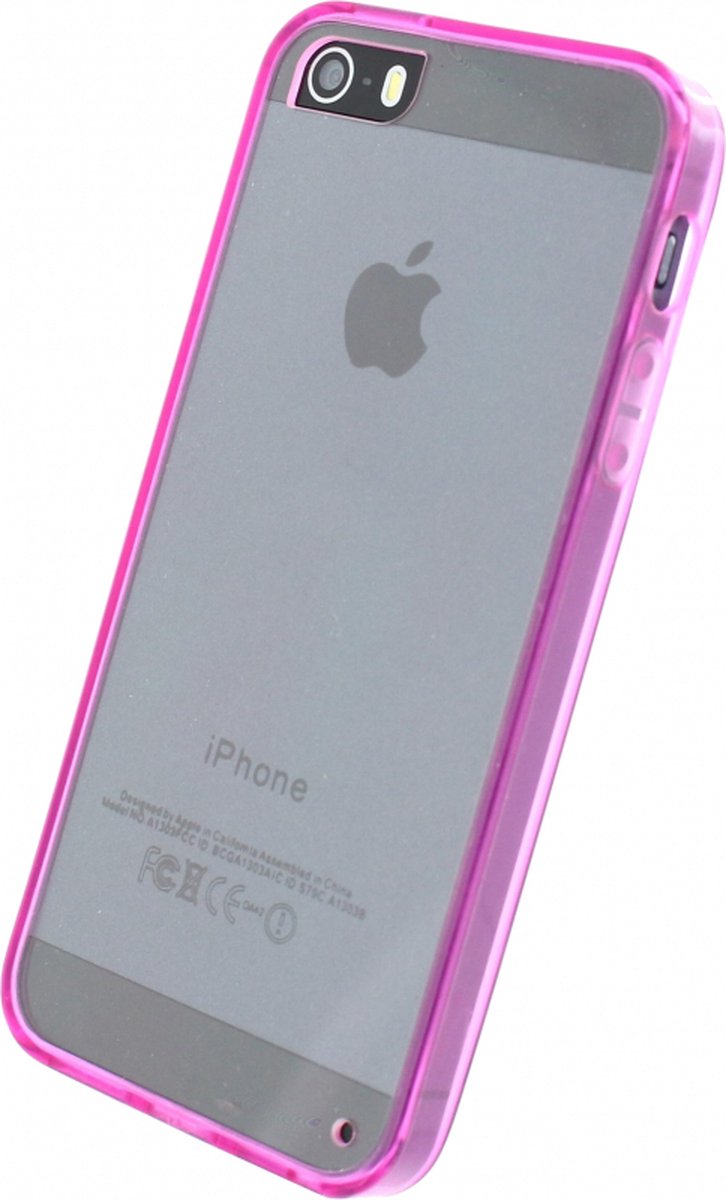 Apple iPhone 5/5s/SE Hoesje - Xccess - Serie - Hard Kunststof Backcover - Transparant / Roze - Hoesje Geschikt Voor Apple iPhone 5/5s/SE