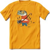 Casual kikker T-Shirt Grappig | Dieren reptiel Kleding Kado Heren / Dames | Animal Skateboard Cadeau shirt - Geel - XL