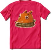 Casual vos T-Shirt Grappig | Dieren honden Kleding Kado Heren / Dames | Animal Skateboard Cadeau shirt - Roze - S