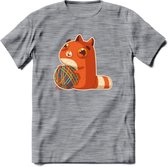 Kat en draad T-Shirt Grappig | Dieren katten Kleding Kado Heren / Dames | Animal Skateboard Cadeau shirt - Donker Grijs - Gemaleerd - S