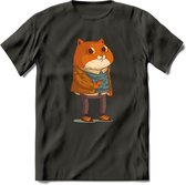 Casual kat T-Shirt Grappig | Dieren katten Kleding Kado Heren / Dames | Animal Skateboard Cadeau shirt - Donker Grijs - M