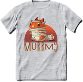 Kat murrmy T-Shirt Grappig | Dieren katten halloween Kleding Kado Heren / Dames | Animal Skateboard Cadeau shirt - Licht Grijs - Gemaleerd - 3XL