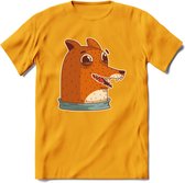 Lachende vos T-Shirt Grappig | Dieren honden Kleding Kado Heren / Dames | Animal Skateboard Cadeau shirt - Geel - M