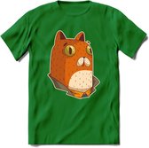 Casual kat T-Shirt Grappig | Dieren katten Kleding Kado Heren / Dames | Animal Skateboard Cadeau shirt - Donker Groen - M