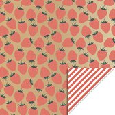HOP - Cadeaupapier - Strawberry Gold - Stripes Soft Red - 70x300 cm
