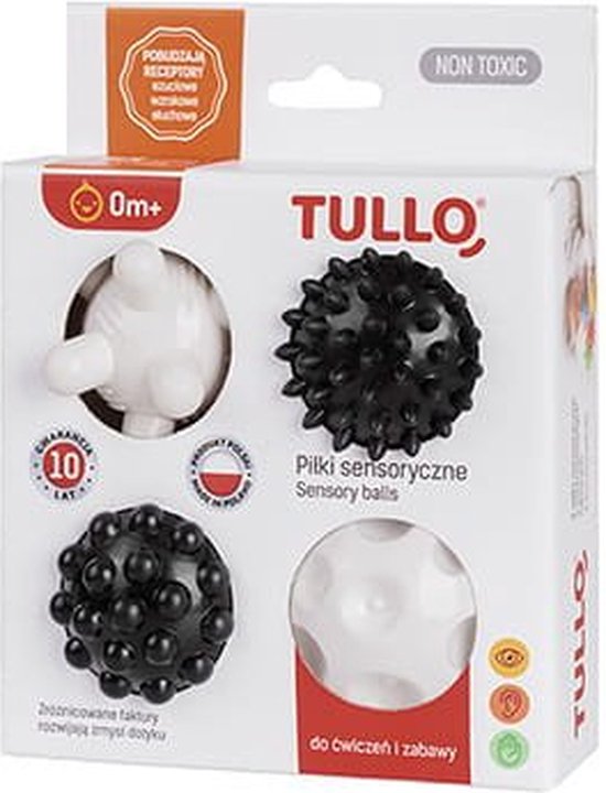 Tullo | Sensorische textuurballen | Set van 4 | 0m+ | korting 0+ maanden