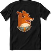 zwoele vos T-Shirt Grappig | Dieren Kleding Kado Heren / Dames | Animal Skateboard Cadeau shirt - Zwart - S