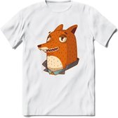 Casual vos T-Shirt Grappig | Dieren fox Kleding Kado Heren / Dames | Animal Skateboard Cadeau shirt - Wit - XL