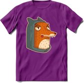 Hoodie fox T-Shirt Grappig | Dieren vos Kleding Kado Heren / Dames | Animal Skateboard Cadeau shirt - Paars - M