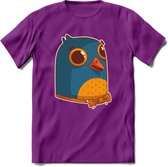 Strik duif T-Shirt Grappig | Dieren vogel Kleding Kado Heren / Dames | Animal Skateboard Cadeau shirt - Paars - M