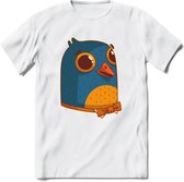 Strik duif T-Shirt Grappig | Dieren vogel Kleding Kado Heren / Dames | Animal Skateboard Cadeau shirt - Wit - S