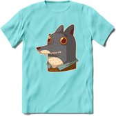 Casual wolf T-Shirt Grappig | Dieren Kleding Kado Heren / Dames | Animal Skateboard Cadeau shirt - Licht Blauw - S