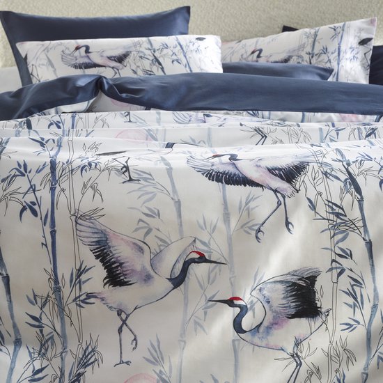 De Witte Lietaer Housse de couette Mont Blanc Blue Majolique - Double - 200 x 200/220 cm - Satin de Katoen