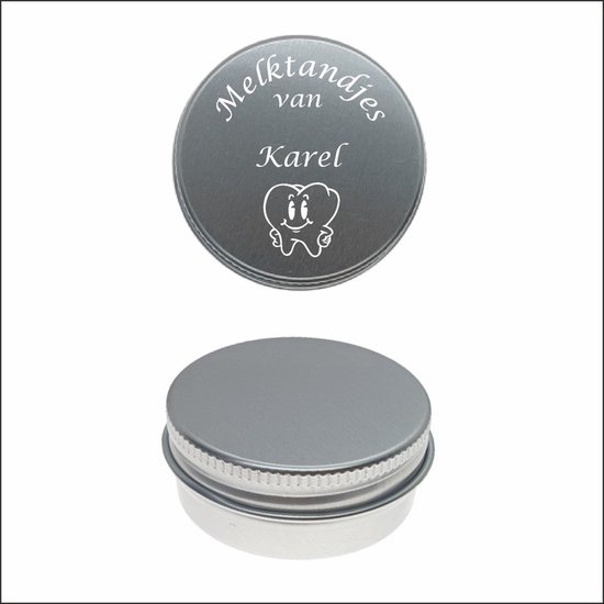 Boîte de conserve de dents de bébé avec gravure du nom - Karel