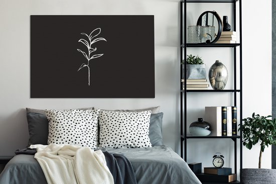 Illustration d'art au trait botanique d'une grande toile plant 2cm 120x80 cm - Tirage photo sur toile (Décoration murale salon / chambre) / Peintures Fleurs sur toile
