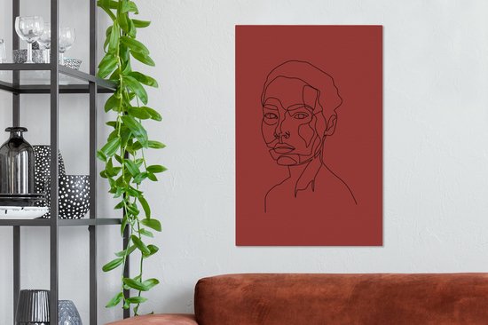 Peinture sur Toile Rouge - Femmes - Dessin au trait - Line cm - Décoration murale