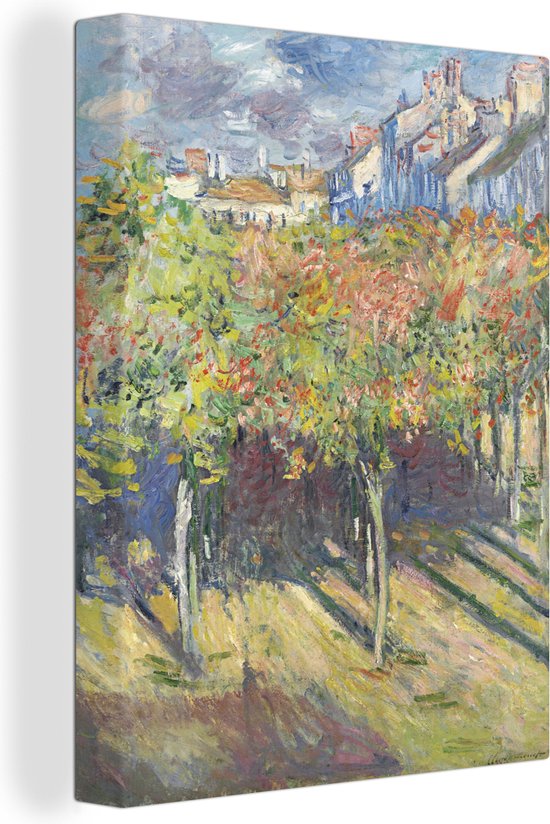 Canvas Schilderij De lindebomen in Poissy - Schilderij van Claude Monet - 60x80 cm - Wanddecoratie