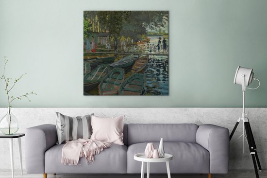 Tableau Toile Baigneurs à La Grenouillère - Peinture de Claude Monet - 90x90 cm - Décoration murale