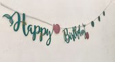 Mermaid Happy Birthday Slinger - Verjaardag - Glitter - Zeemeermin - Ariel - Birthday Party Decoration - Roze - Groen - Schelpen - Versiering