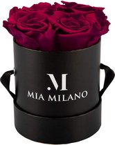 Mia Milano Infitnity Rozen in Doos I Zwarte Roosendoos met echte geconserveerde bloemen I Cadeau voor vrouwen I Bloemendoos 3 jaar duurzaam (Vier Rozen - Bordeaux)