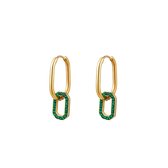 Oval hoops | Ovalen hanger en strass steentjes | Emerald