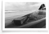 Walljar - Stormy Beach - Zwart wit poster